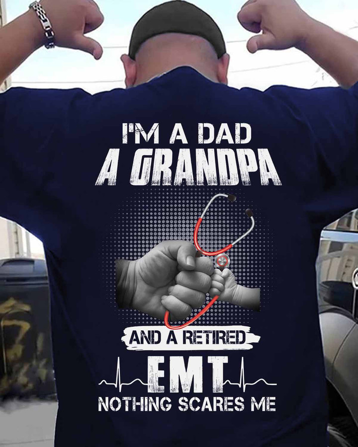 Retired EMT- Navy Blue -EMT- T-shirt -#100922NOTSCA1BEMTAP