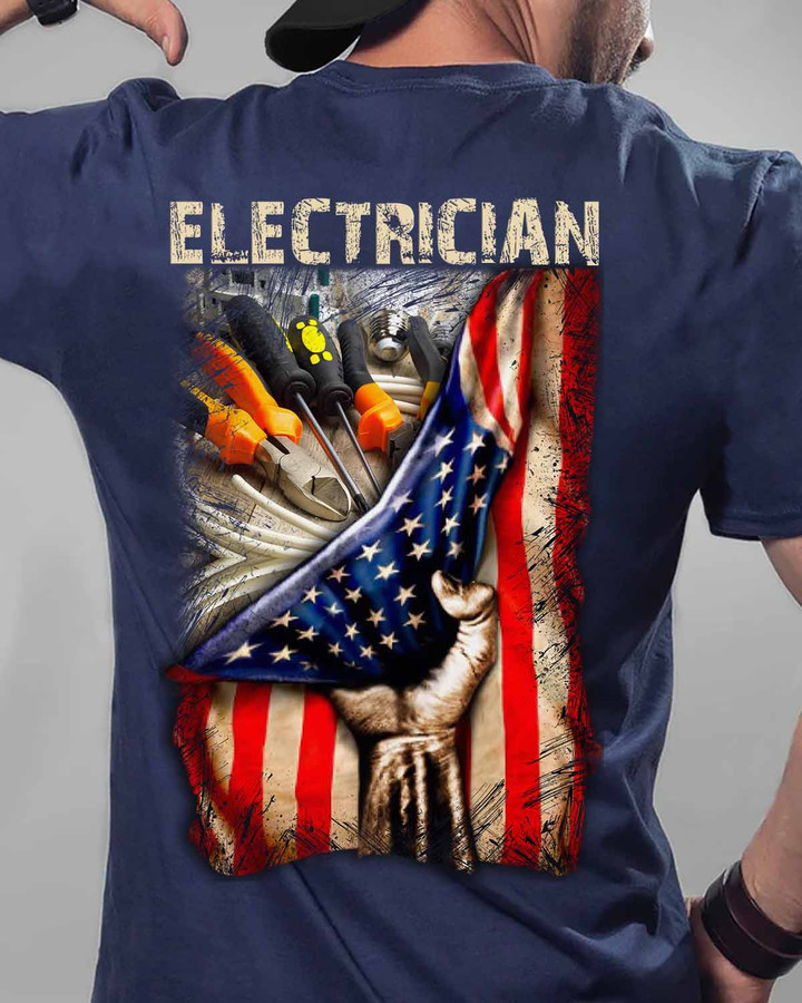 Proud Electrician- Navy Blue -Electrician- T-shirt -#130922USFLA41BELECZ6
