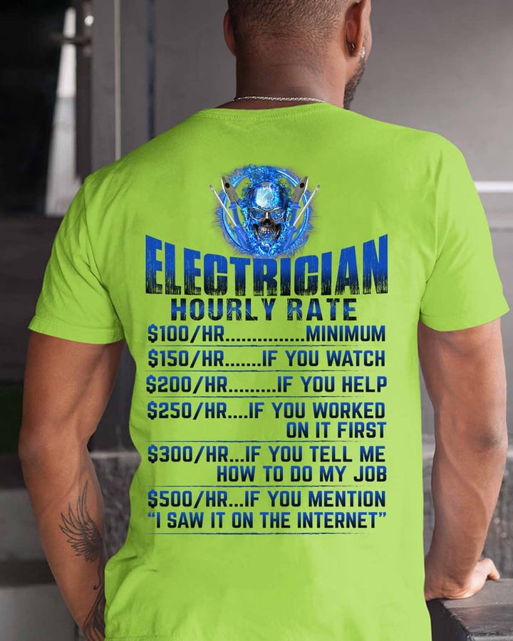Electrician Hourly Rate - Lime-Electrician- T-shirt - #140922HORLY9BELECZ6