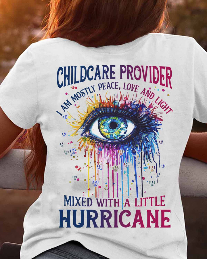 Childcare Provider Mixed with a Little Hurricane - White-Childcareprovider-T-shirt-#230922MIXED1BCHPRZ4
