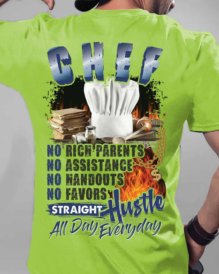 Chef Straight hustle all day everyday- Lime-Chef- T-shirt -#240922HUSTL11BCHEFZ6
