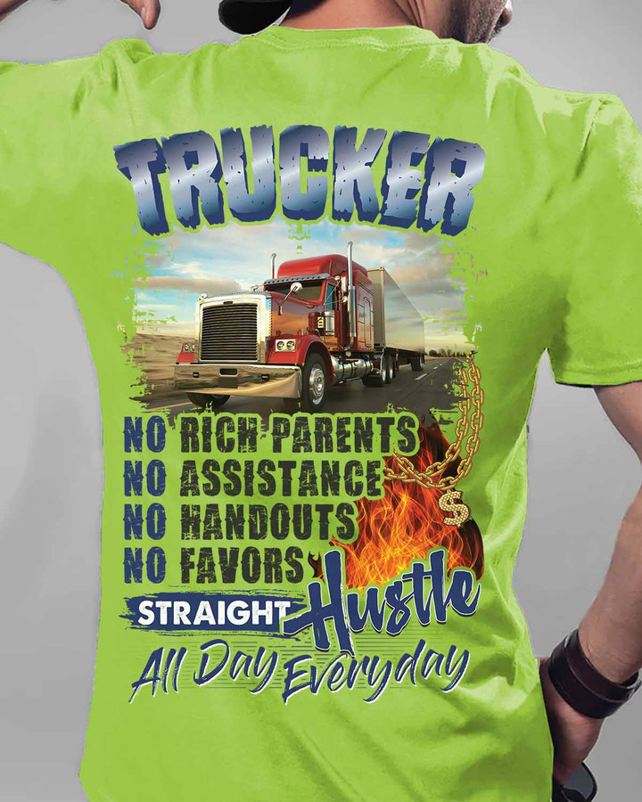 Trucker Straight hustle all day everyday- Lime-Trucker- T-shirt -#240922HUSTL11BTRUCZ6