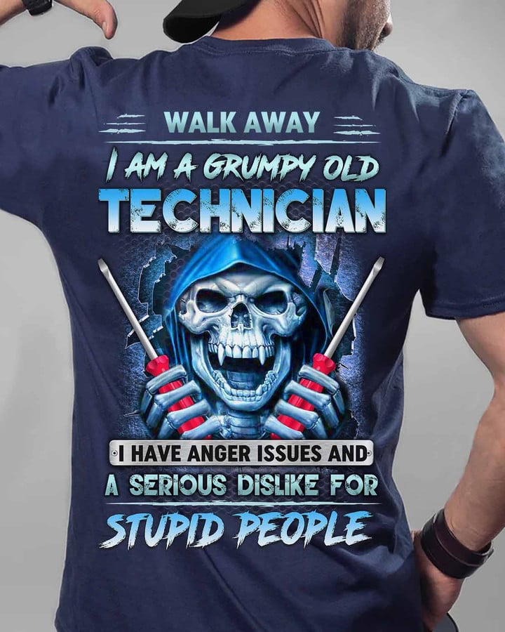 I am Grumpy old Technician - Navy Blue -Technician- T-shirt -#240922ANGIS8BTECHZ6