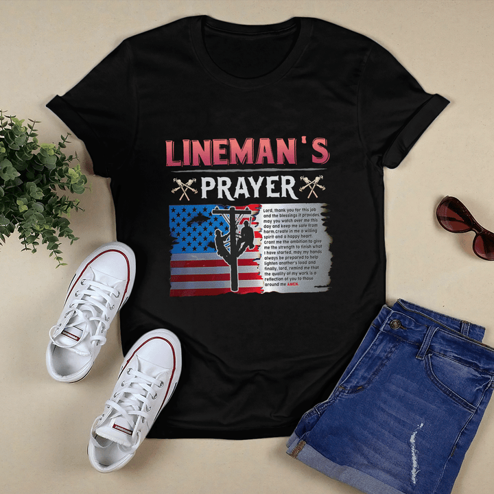 Awesome Lineman's Prayer- Black -Lineman- T-shirt -#280922PRAY18FLINEZ6