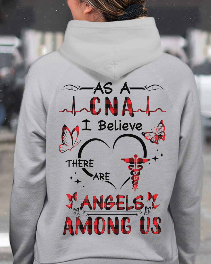 CNA Angel Hoodie - Black and white graphic design with powerful quote for certified nursing assistants.
