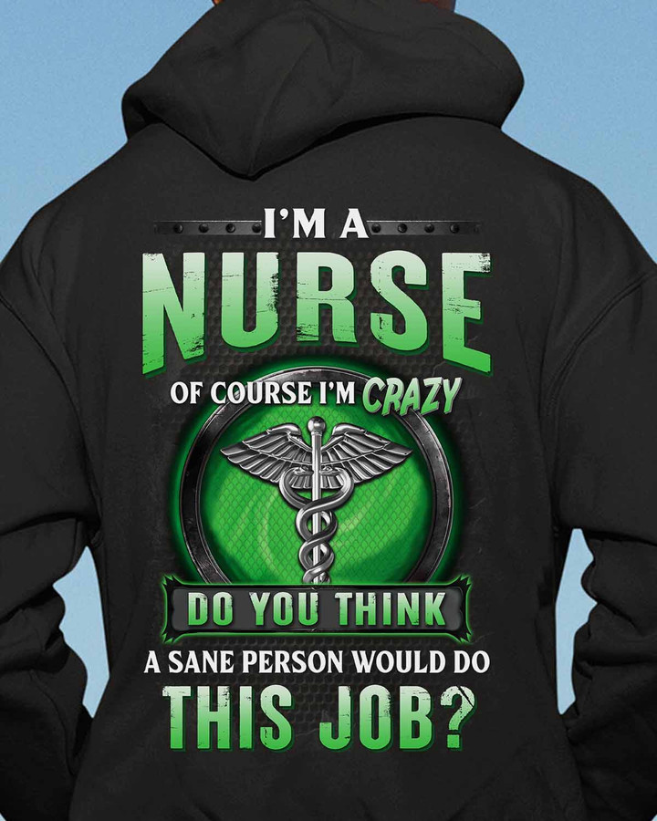 Black Hoodie for Nurses - Caduceus Graphic with Humorous Quote