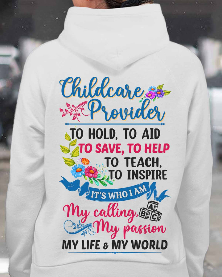 Awesome Childcare Provider- White-ChildcareProvider-Hoodie-#061022MYCALL1BCHPRZ4