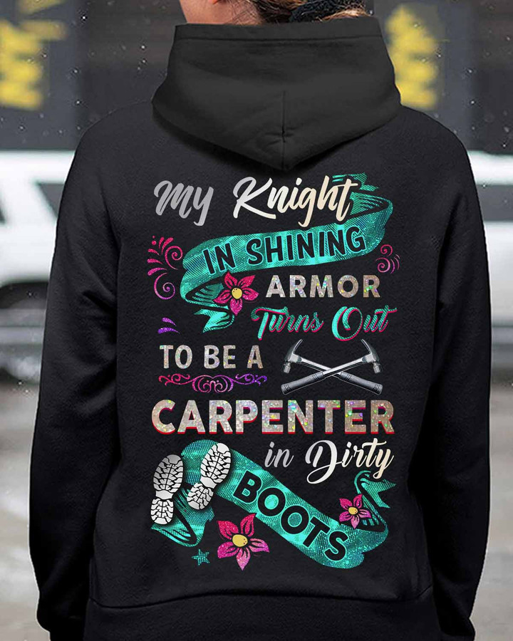 Black Carpenter Hoodie with Funny Quote Graphic