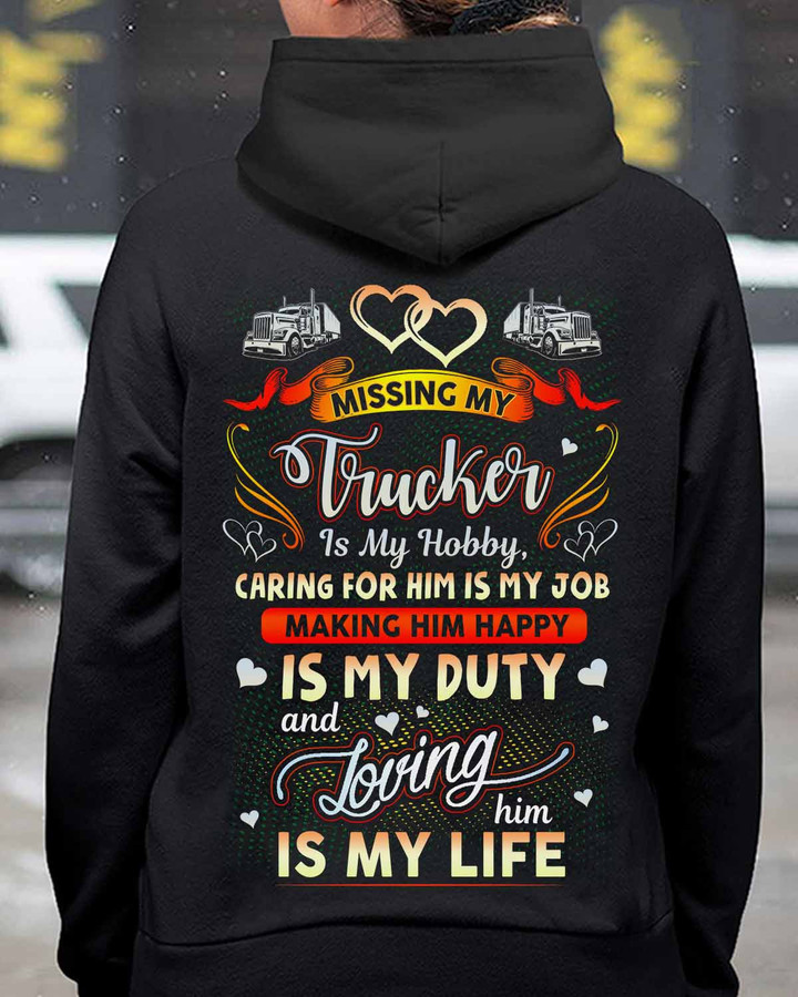 Black Hoodie for Truckers with Heartfelt Quote and Graphic Design
