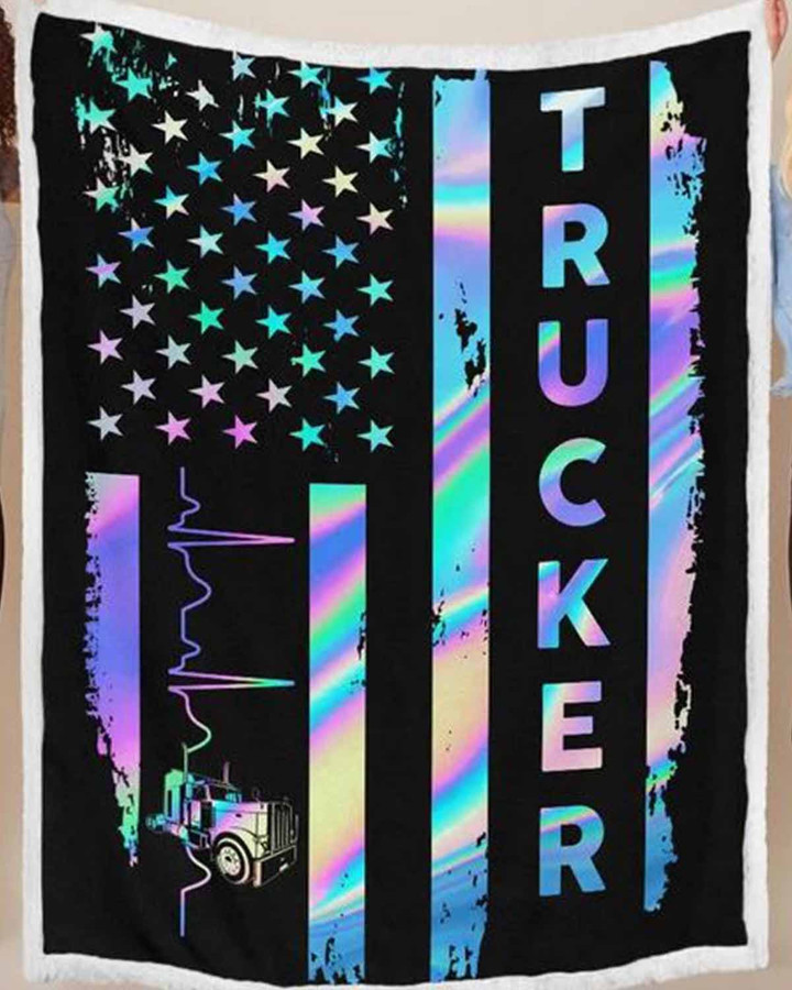 Proud Trucker-Trucker-Sherpa Blanket-#211022USFLA61FTRUCZ6