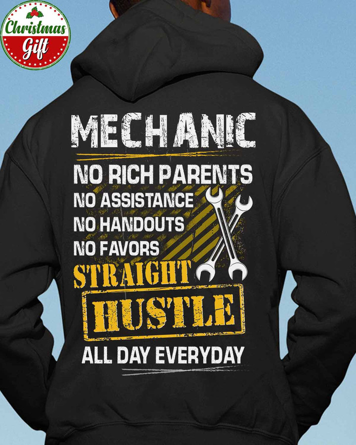 Mechanic Straight Hustle All day Everyday-Black -Mechanic- Hoodie-#281022HUSTL15BMECHZ6