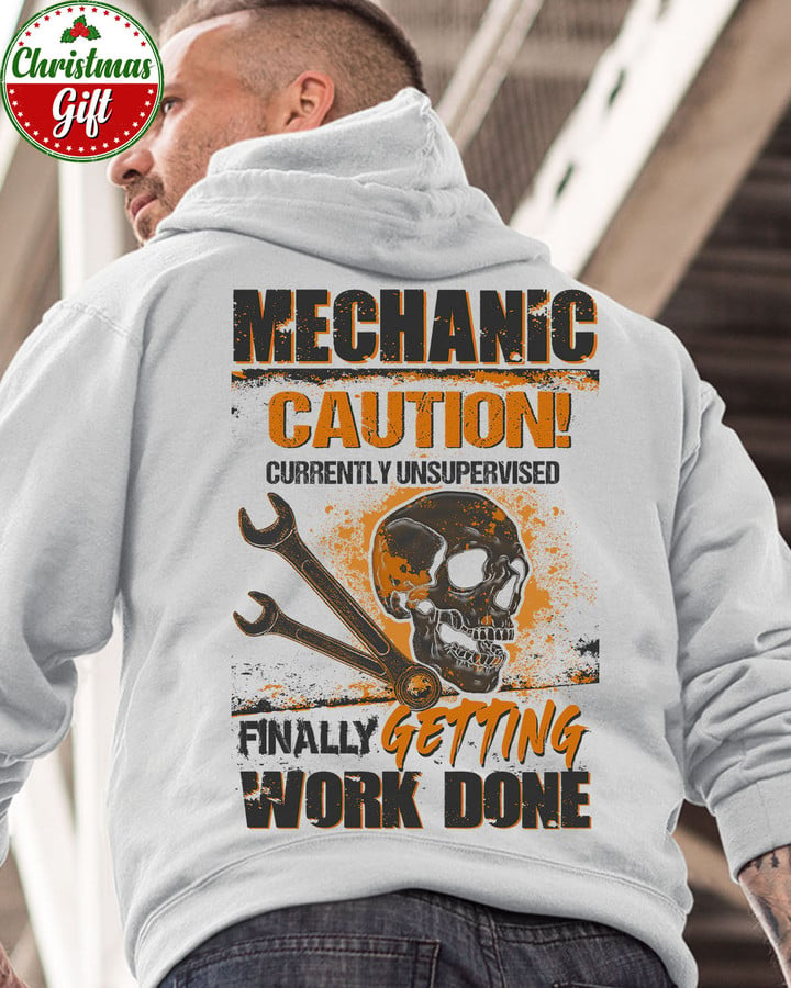 Mechanic Caution- Ash Grey -Mechanic- Hoodie -#021122WORKDONE1BMECHZ6