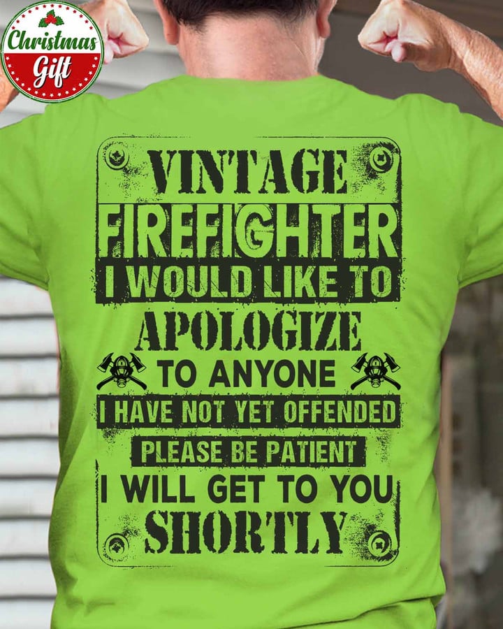 Vintage Firefighter- Lime-Firefighter- T-shirt -#031122SHORTLY1BFIREZ6