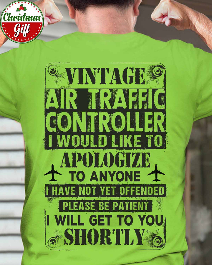 Vintage Air Traffic Controller- Lime-AirTrafficController- T-shirt -#031122SHORTLY1BATCZ6