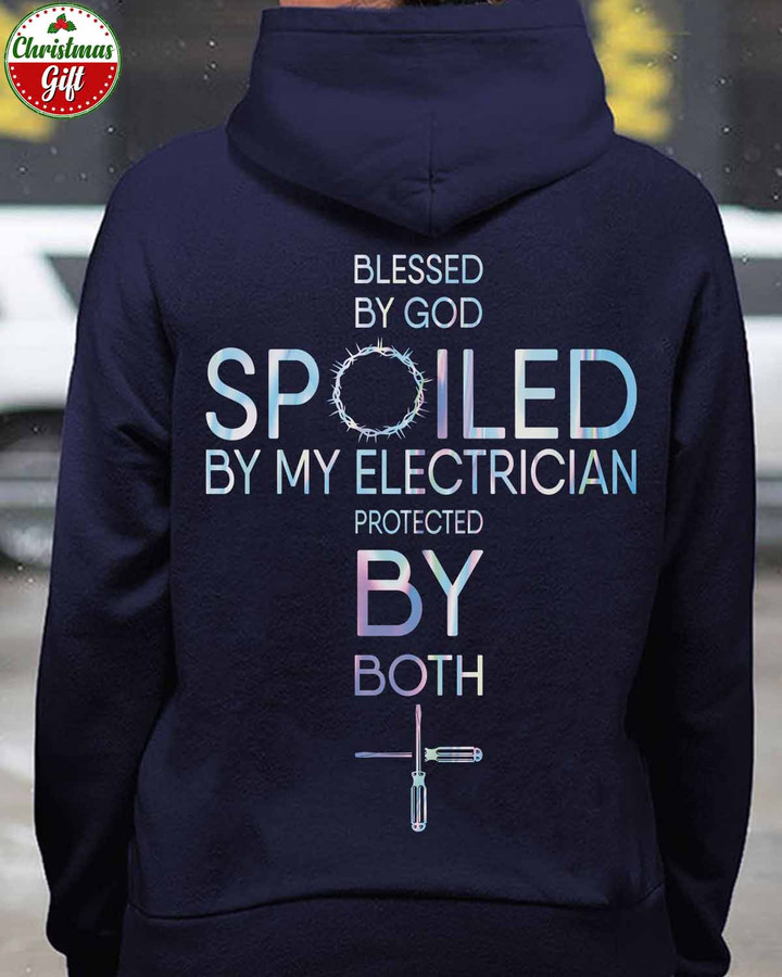 Protected By Electrician- Navy Blue -Electrician- Hoodie -#111122PROBY5BELECZ6