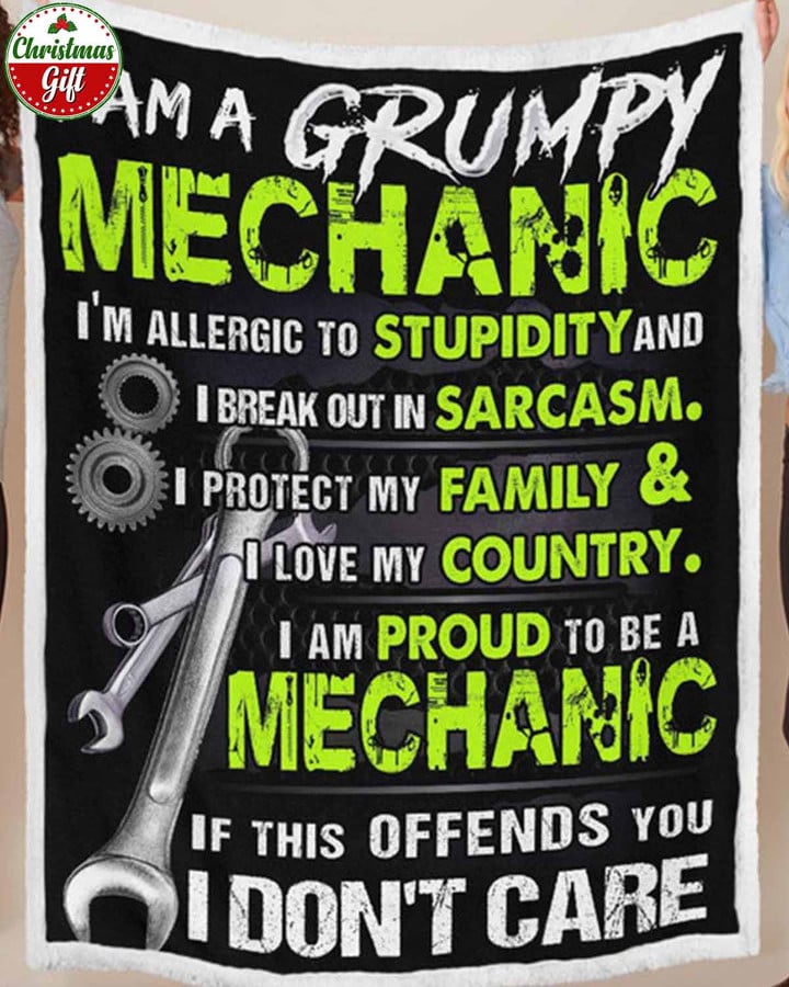 I am a Grumpy Mechanic-Black-Mechanic-Sherpa Blanket-#111122IDONT1BMECHZ6SB