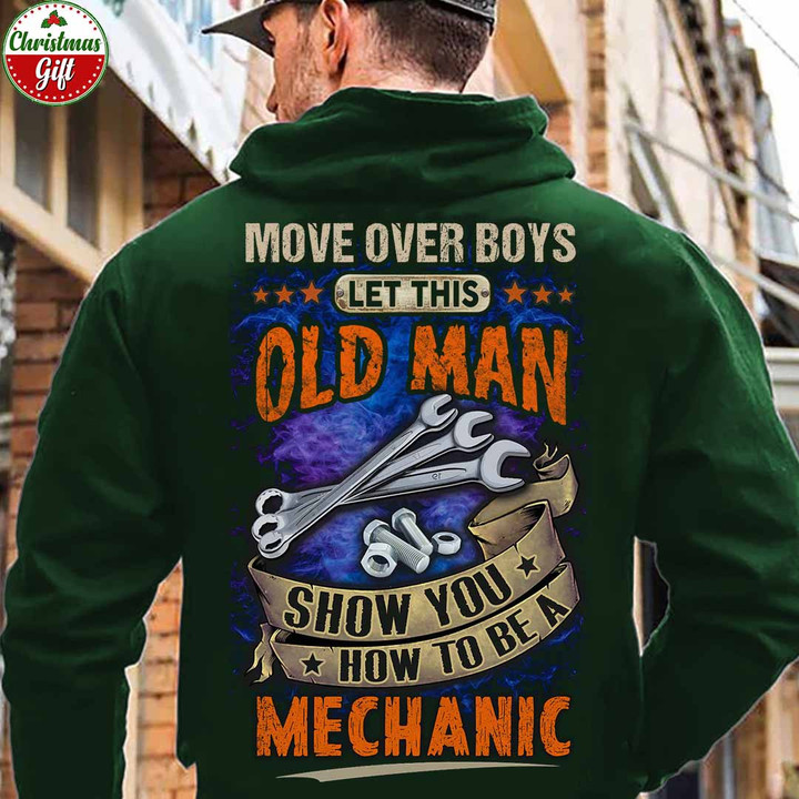 Let This Oldman Show you how to be a Mechanic -Forest Green -Mechanic-Hoodie-#151122OVBOY10BMECHZ6