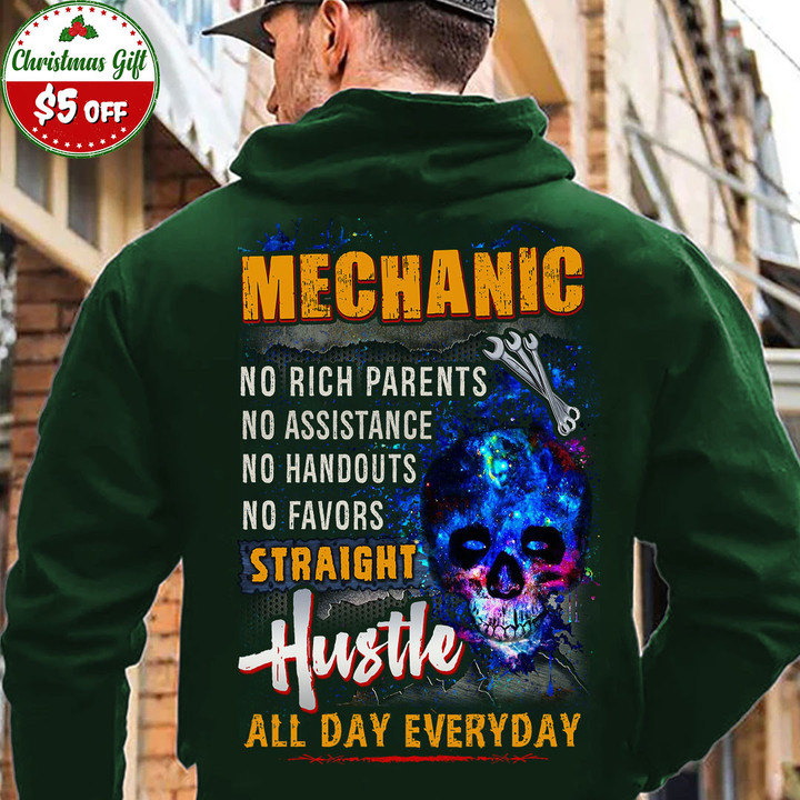 Mechanic Hustle All day Everyday-Forest Green -Mechanic-Hoodie-#181122HUSTLE13BMECHZ6