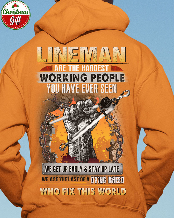 Lineman are the hardest Working people - Orange-Lineman- Hoodie -#221122WORKING2BLINEZ6