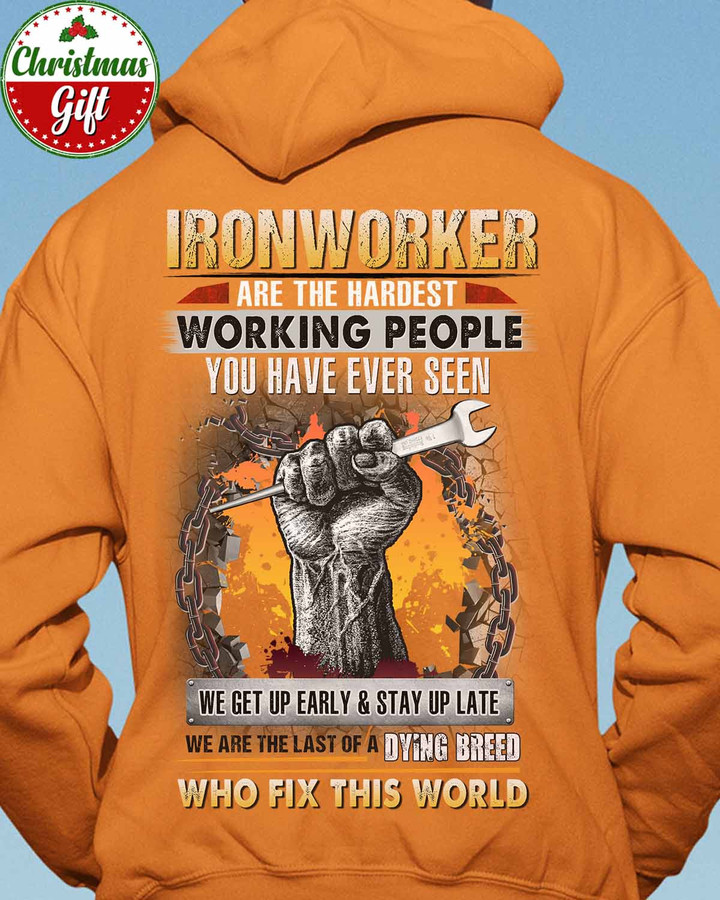 Ironworker are the hardest Working people - Orange-Ironworker- Hoodie -#231122WORKING2BIRONZ6