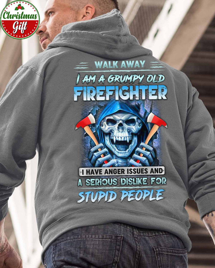 Walk Away I am a Grumpy old Firefighter - Charcol -Firefighter- Hoodie -#251122ANGIS8BFIREZ6