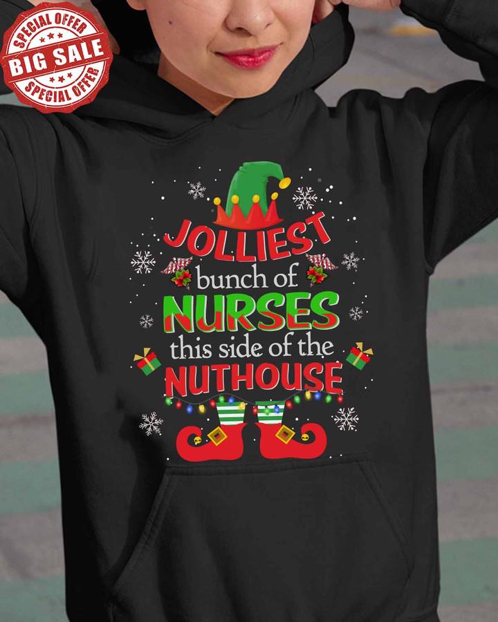 Jolliest bunch of Nurses -Black -Nurse- Hoodie -#251122JOLIS7FNURSZ4