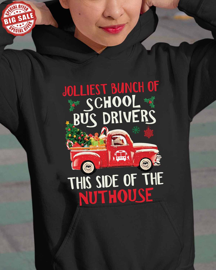 Jolliest bunch of School Bus Drivers -Black -schoolbusdriver- Hoodie -#251122JOLIS2FSBDZ4