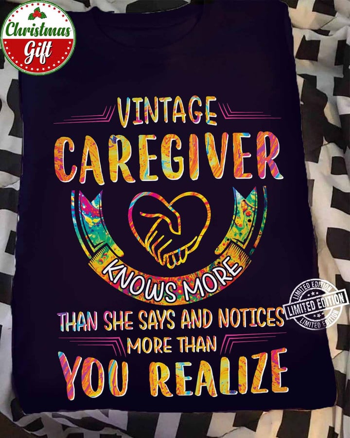 Vintage Caregiver - Navy Blue -Caregiver- T-shirt -#291122VINTA9FCAREZ4