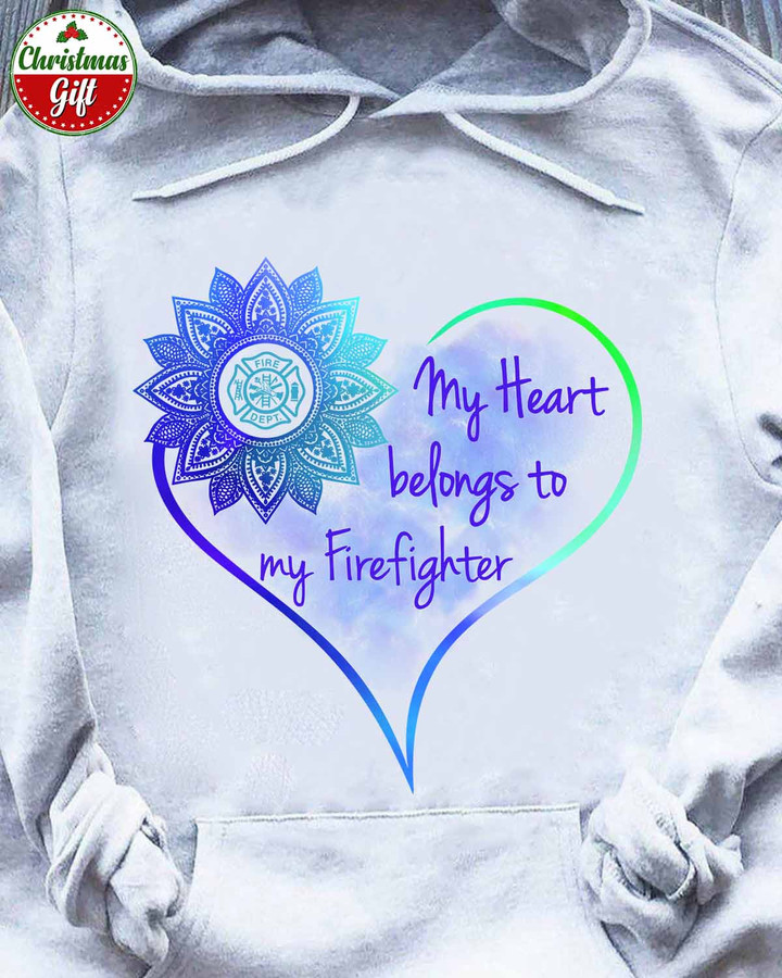 My Heart belongs to my Firefighter - White-Firefighter -Hoodie -#301122HEART13FFIREZ6