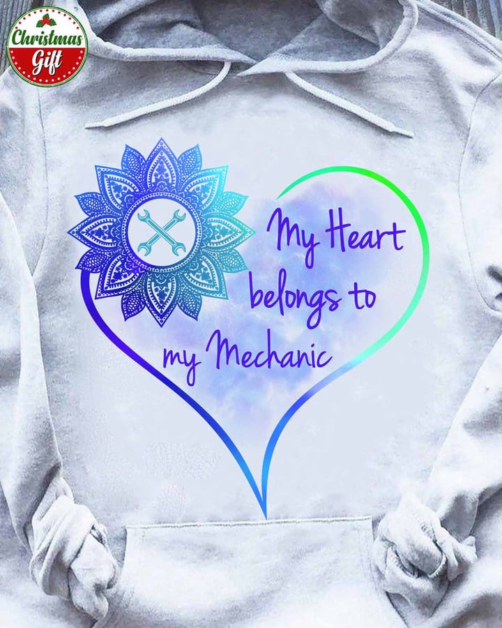 My Heart belongs to my Mechanic- White-Mechanic -Hoodie -#301122HEART13FMECHZ6