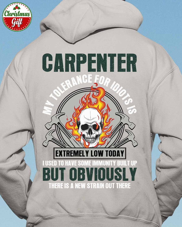 Carpenter My Tolerance for idiots is Extremely low - Ash Grey -Carpenter- Hoodie -#301122NEWSTRAIN1BCARPZ6