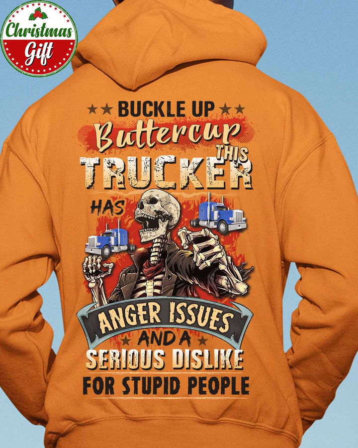 This Trucker has Anger Issue - Orange-Trucker- Hoodie -#071222BUCUT6BTRUCZ6