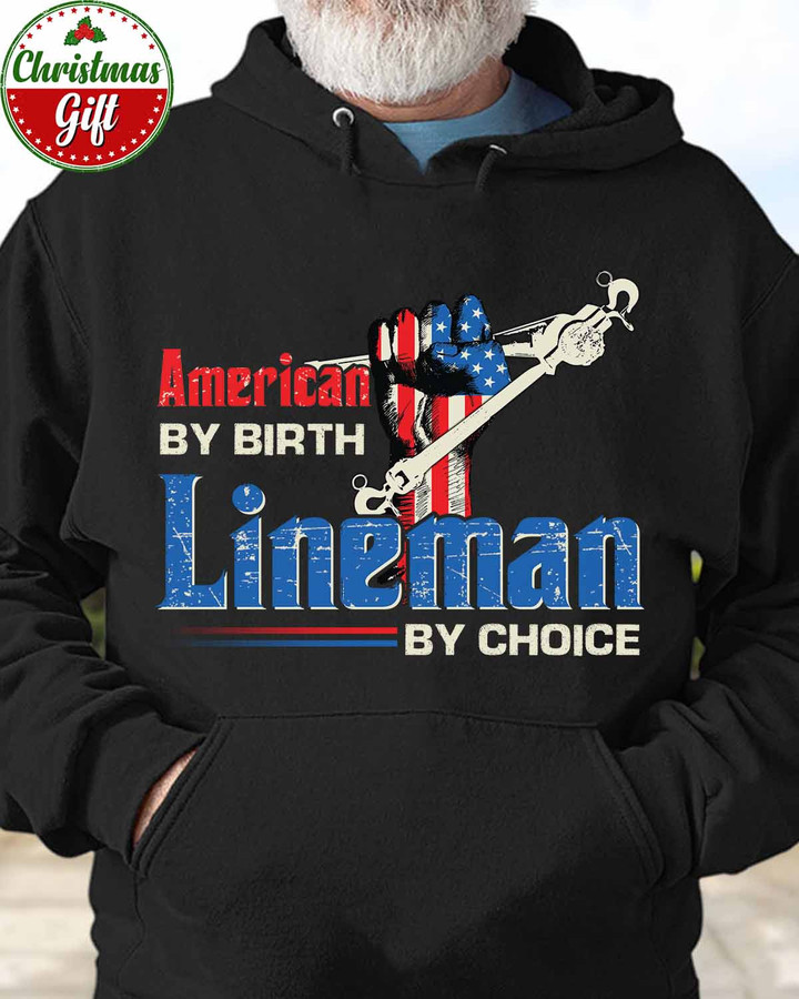 American By Birth Lineman By Choice-Black -Lineman- Hoodie -#081222BYCHO7FLINEZ6
