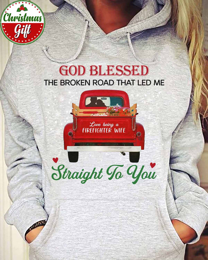 God Blessed Love being a Firefighter Wife -Sport Grey- Firefighter -Hoodie -#091222BROKROAD2FFIREZ6