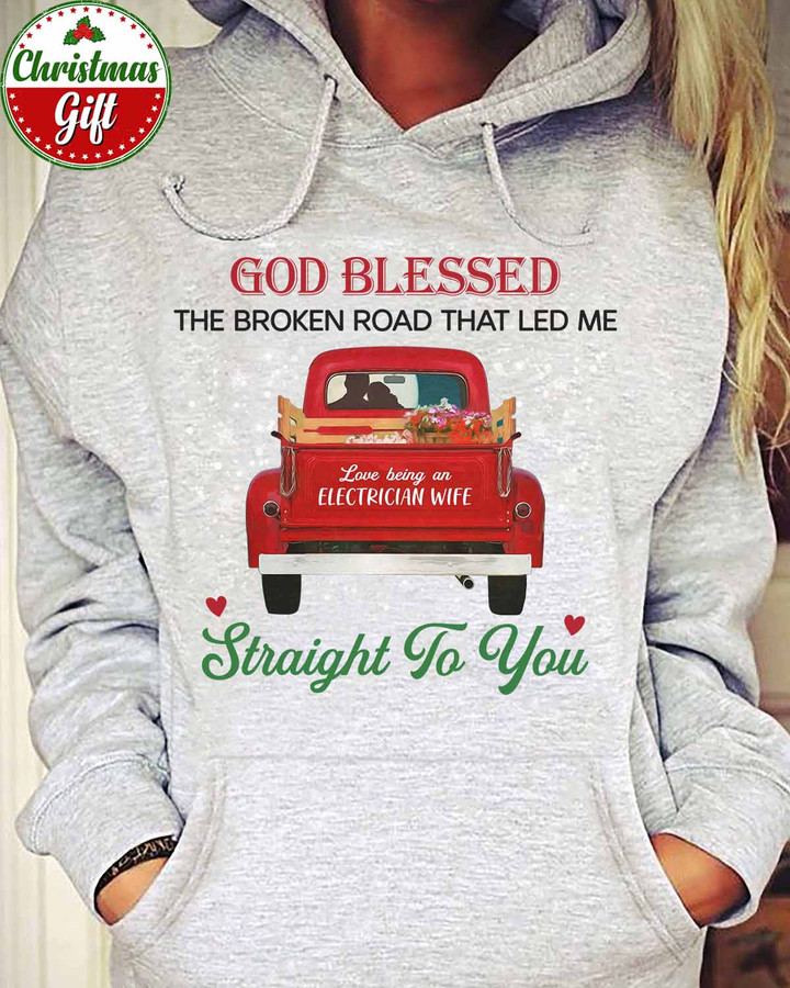 God Blessed Love being a Electrician Wife -Sport Grey-Electrician -Hoodie -#101222BROKROAD2FELECZ6