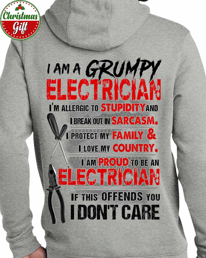 I am a grumpy Electrician- Ash Grey -Electrician- Hoodie -#121222IDONT2BELECZ6