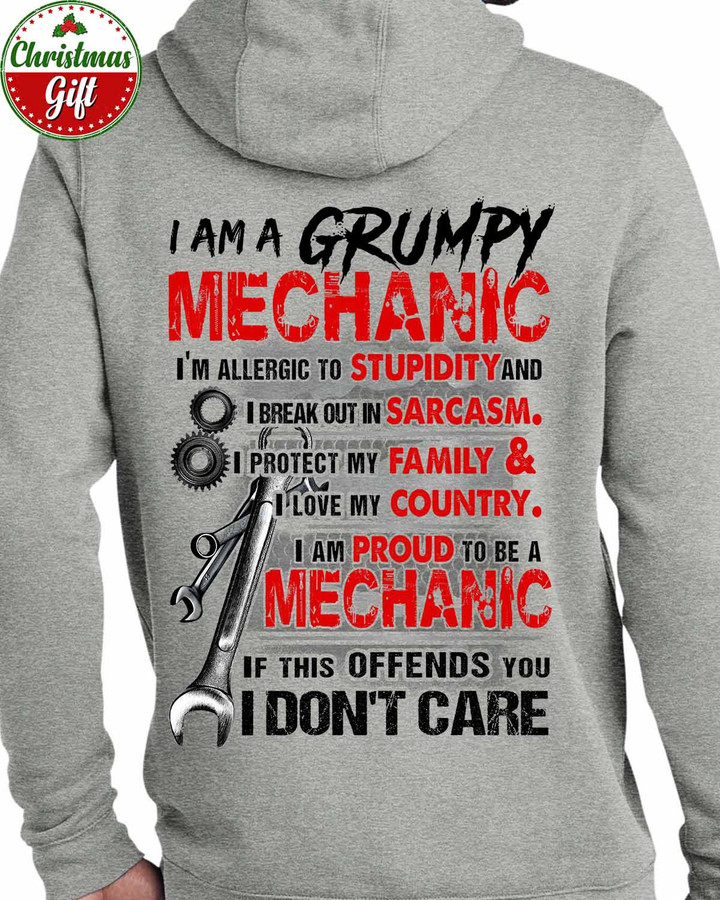 I am a grumpy Mechanic- Ash Grey -Mechanic- Hoodie -#121222IDONT2BMECHZ6