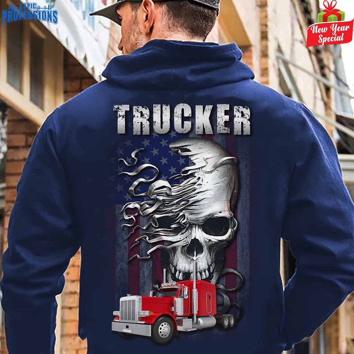 Sarcastic Trucker -Navy Blue -Trucker- Hoodie-#211222SKUFL20BTRUCZ6