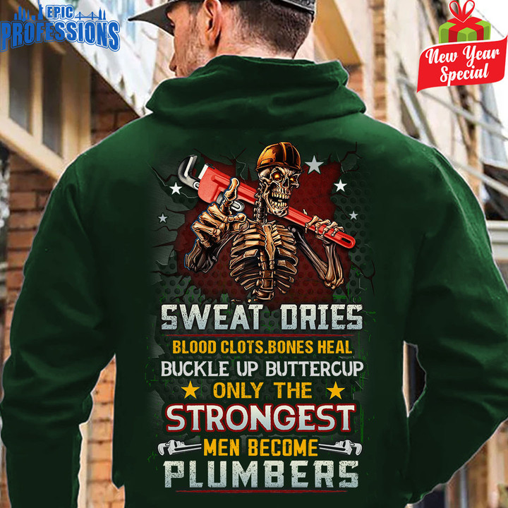 Only Strongest Men Become Plumbers -Forest Green -Plumber -Hoodie-#221222BUCUP11BPLUMZ6