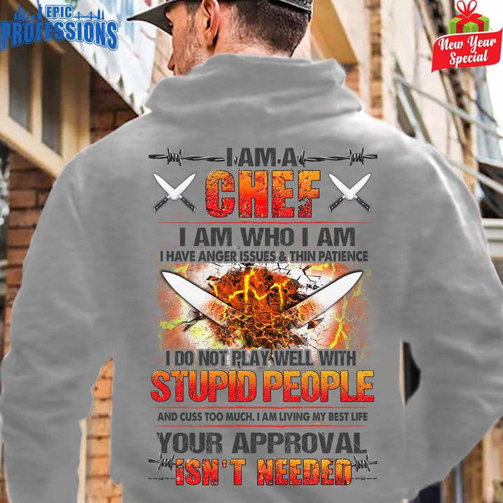 CHEF I Do Not Play Well With Stupid People- Ash Grey -Chef- Hoodie -#271222THIPAT4BCHEFZ6