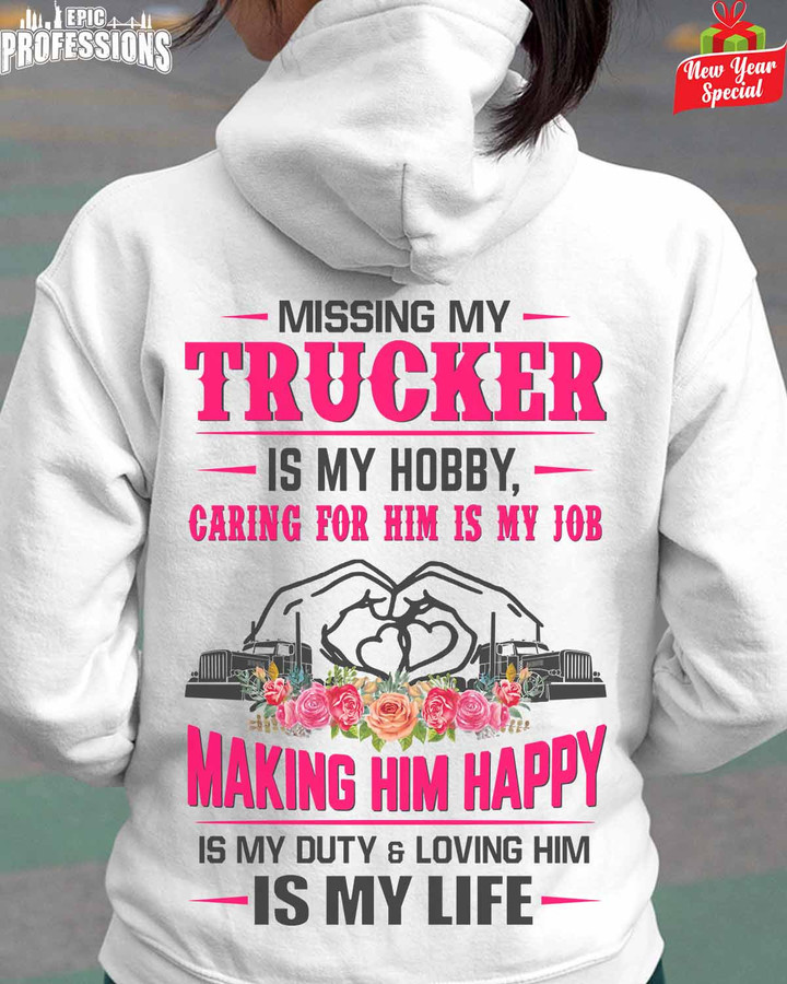 Missing My Trucker is my Hobby -White-Trucker-Hoodie-#030123MISING8BTRUCZ6
