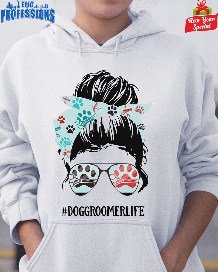 Dog Groomer Life-White-Doggroomer-Hoodie-#040123JTLIF6FDOGRZ4