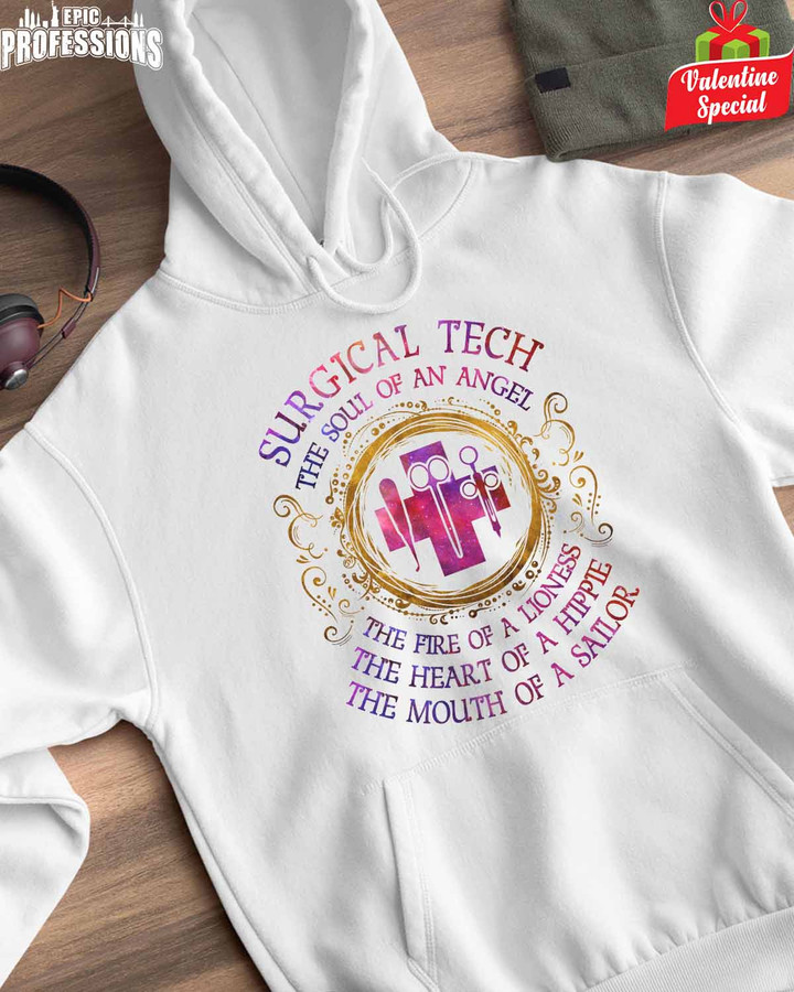 Surgical Tech The Soul of an Angel -White-SurgicalTech-Hoodie-#060123THESOL6FSUTEZ4