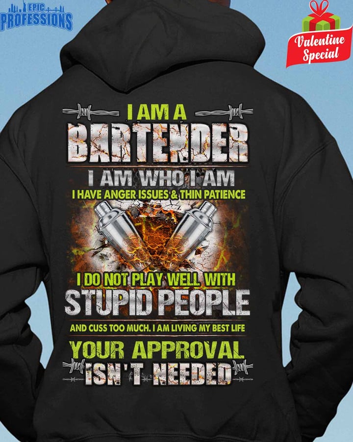 I am a Bartender-Black-Bartender-Hoodie -#100123THIPAT2BBARTZ4