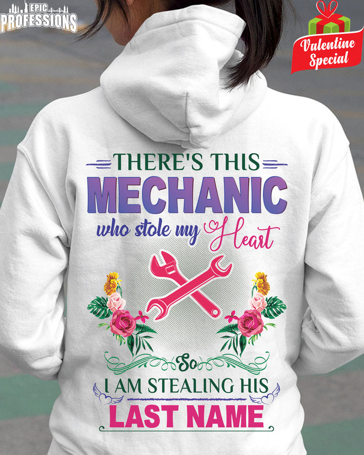 There's this Mechanic who stole my Heart -White-Mechanic-Hoodie-#110123STEAL8BMECHZ6