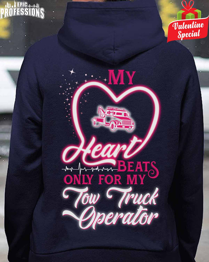 My Heart Beats only for My Tow Truck operator-Navy Blue -TowTruckOperator- Hoodie-#110123ONBET1BTTOZ6