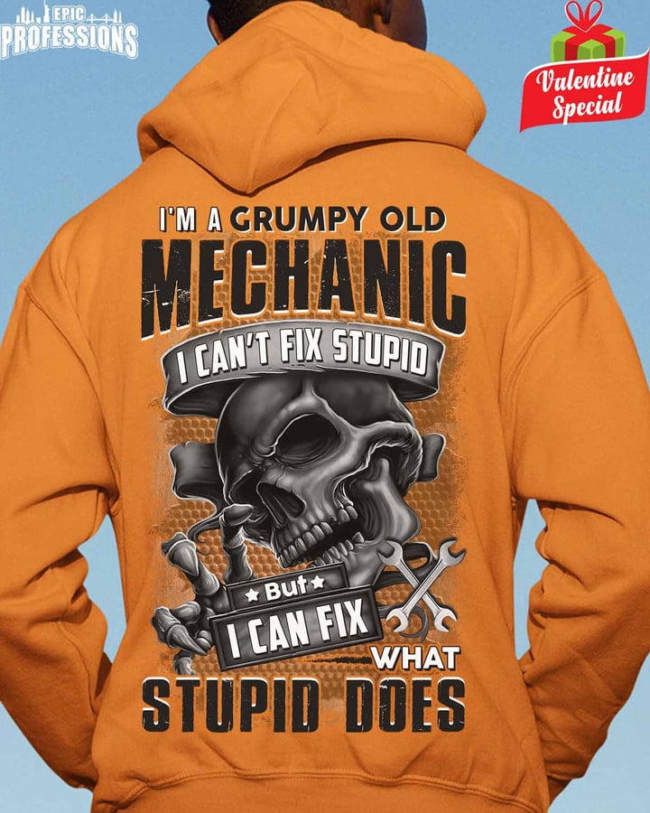 I'm a Grumpy old Mechanic- Orange-Mechanic- Hoodie -#110123WHAST1BMECHZ6
