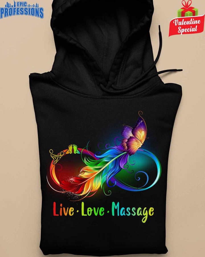 Live Love Massage Therapist-Black -Massage Therapist-Hoodie -#110123LIVLO13FMASSZ4
