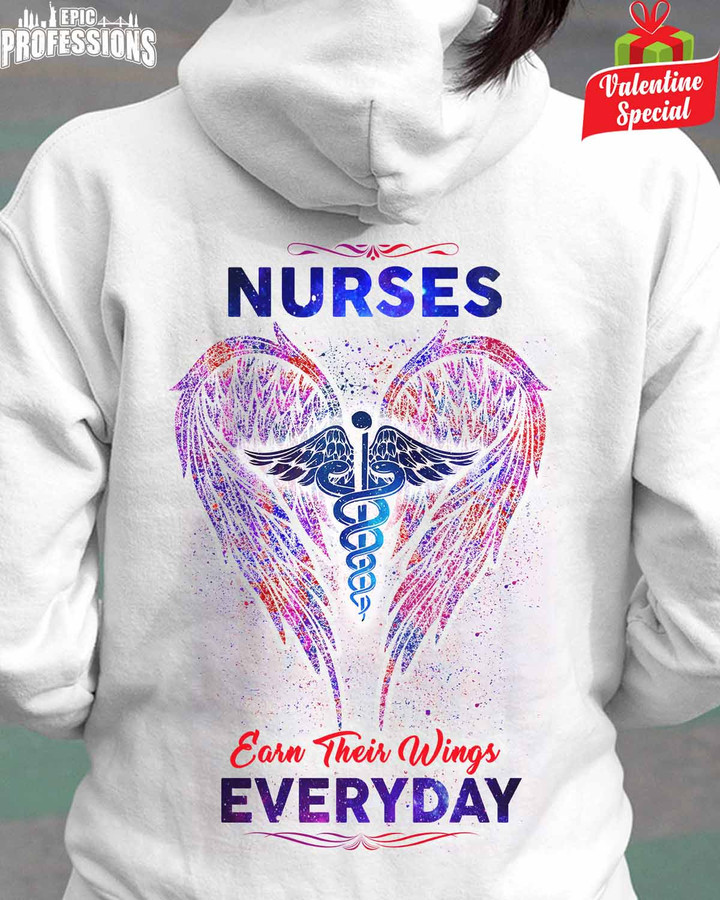 Nurse Earn Their Wings Everyday -White-Nurse-Hoodie-#120123EARTH7BNURSZ4