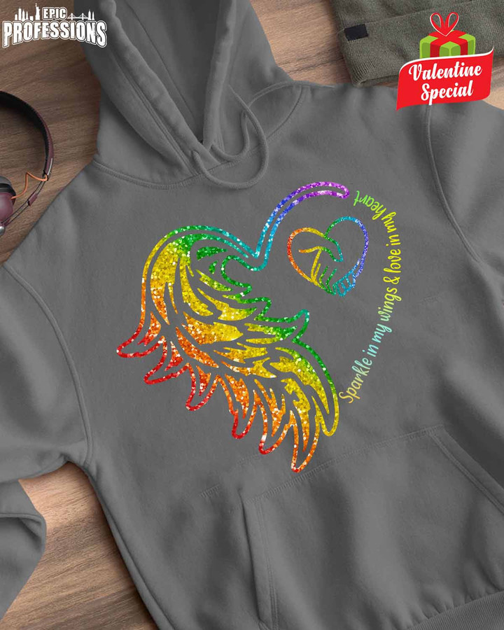 Caregiver Sparkle in my Wings- Charcol -Caregiver- Hoodie -#140123MYWINGS1FCAREZ4